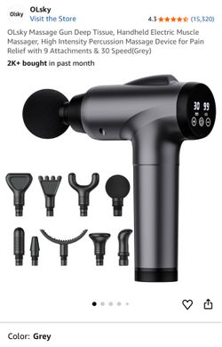 OLsky Massage Gun Deep Tissue, Handled Electric Muscle Massager, Intensity  Percusion for Pain Relieve w/ 9 attachments & 30 speed