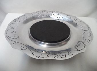 LENOX Large Aluminum Cheese Bowl Tray with Removable Marble in Center