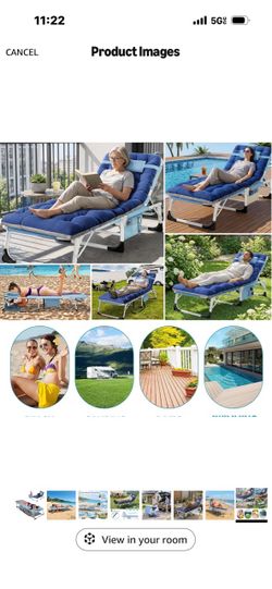 ABORON Patio Lounge Chair, Adjustable Folding Tanning Chair, Max 450LB Load 5-Gear Adjustable, Zero-Assemble, Suntanning Chair, With Cotton Pad, Side 