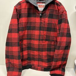 Men's Plaid Bomber Jacket, Red/Black -New With Tags- Man’s XXL