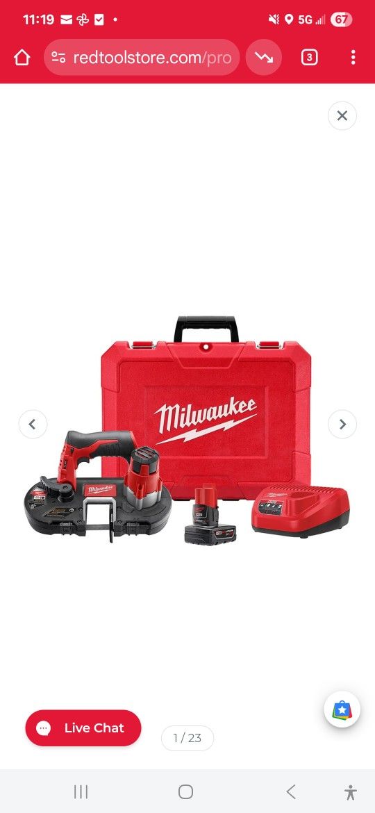 Milwaukee 12v Coordless Bandsaw 27.5"  Blade 280SFPM