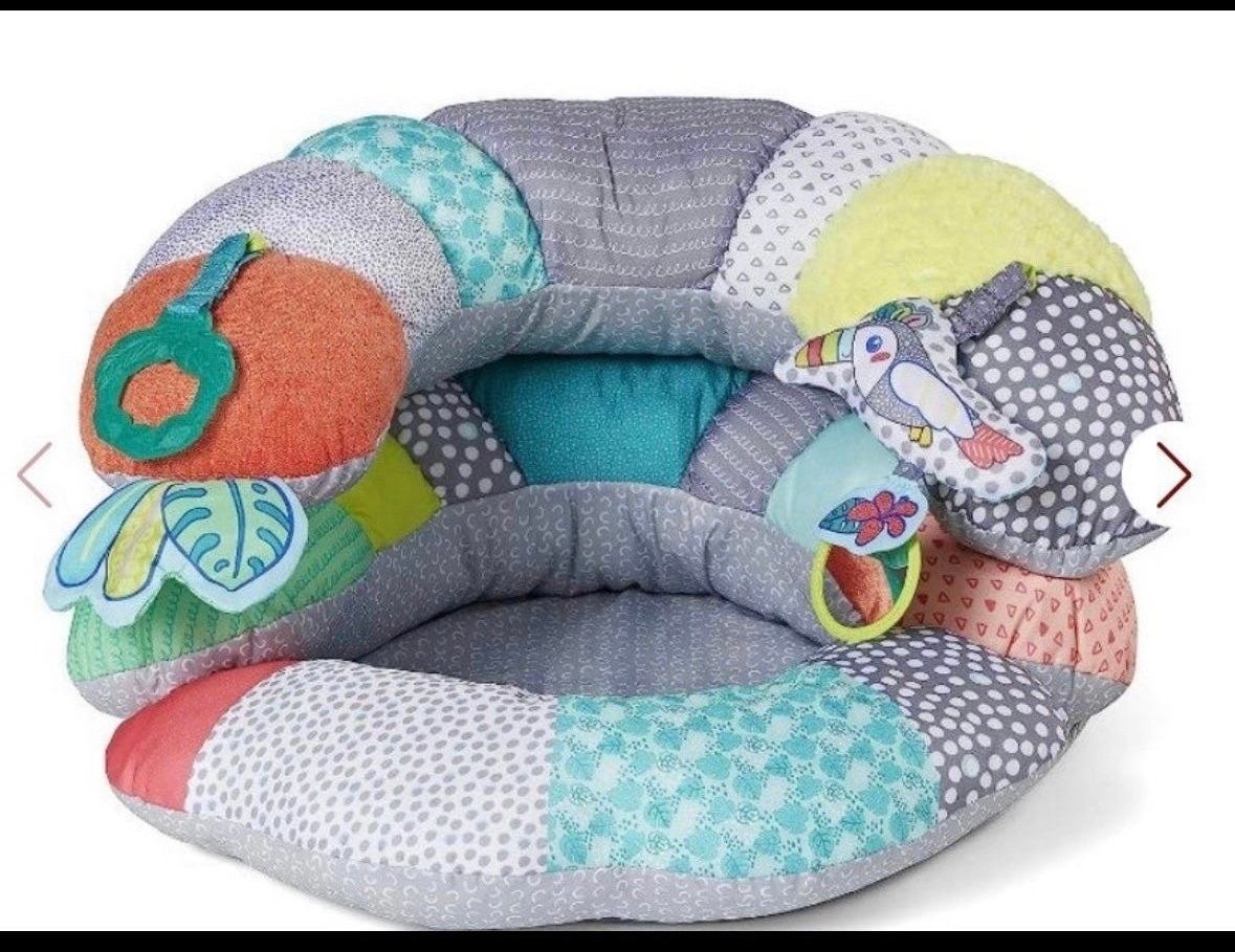 Infantino 2-In-1 Tummy Time & Seated Support - For Newborns And Older Babies, With Detachable Support Pillow And Toys, For Development Of Strong Head