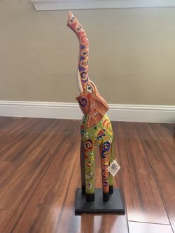 Hand-Crafted Wood Elephant