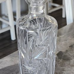 Vintage Crystal Pinwheel and Star Cut Design Whiskey Decanter