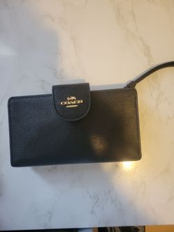 Coach Black Leather Bifold Wallet Wristlet