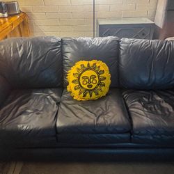 Dark Blue Faux Leather 3-Seater Sofa - Comfy & Stylish 