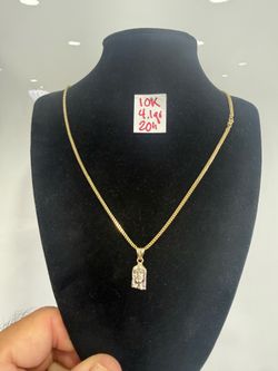 10K Yellow Gold Chain and Pendant For Wedding 4.1Gr 20 Inches Long