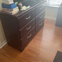 Dresser W/ Mirror, Night Stand, And Head Board
