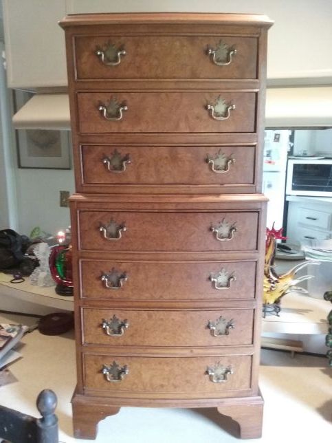 Vintage Drexel jewelry lingerie armoire burl wood