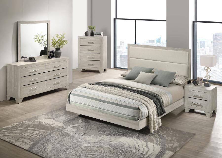 4 Pc Queen Bedroom Set With Queen Bedframe Dresser Mirror And Nightstand On Sale Now Don't Miss