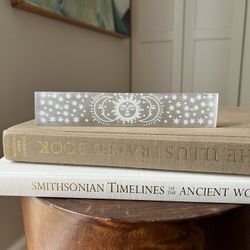 Sun Moon Etched Selenite Charging Plate ( 8” X 1.5” ) firm on price