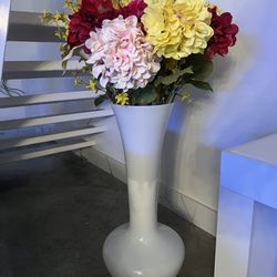 Large Glass Vase With Artificial Flowers