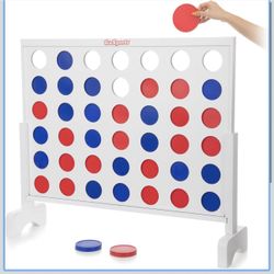 GoSports 3 Foot Giant Wooden 4-in-a-Row Connect Game – Jumbo Party Size with Heavy-Duty Coins – Easy Setup and Portable Design for Indoor and Outdoor