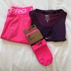 Nike Pro Women's Mid-Rise Full-Length Leggings,  Nike Aero-FIT Tank Top And  Lightweight Socks 