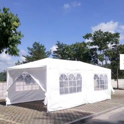 10'x20' Outdoor Party Tent, Large Wedding Birthday Tents for Parties, White Canopy Tent with 6 Removable Si det