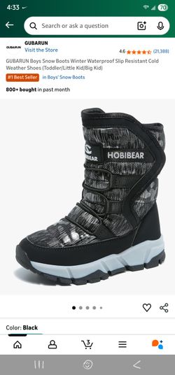 HOBIBEAR Kids Winter Snow Boots Waterproof Faux Fur Lined Shoes