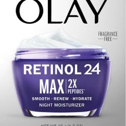 Olay Retinol 24 MAX Night Moisturizer - 24 Hour Hydration, Fine Lines, Wrinkles, Firming, Reducing Dark Spots, Pores, 1.7 oz