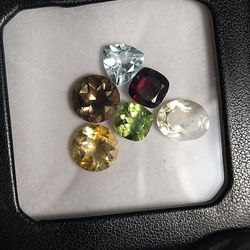 Garnet, Peridot, Citrine, Smokey Topaz,, Blue Topaz, Lemon Topaz