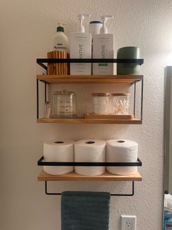 Floating Bathroom Shelves with Towel Holder