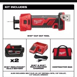 Milwaukee M18 18-Volt Lithium-Ion Cordless Rotary Cut Out Tool Kit with Two 3.0 Ah Batteries, Charger and Tool Bag
