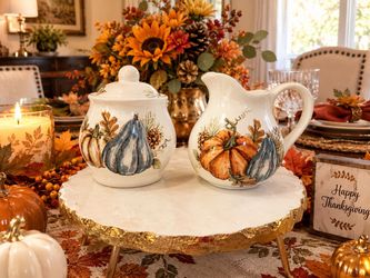 Pumpkin Sugar Bowl and Creamer Set