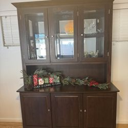 ✨ Solid Wood China Cabinet / Hutch – Dark Espresso – Great Storage ✨
