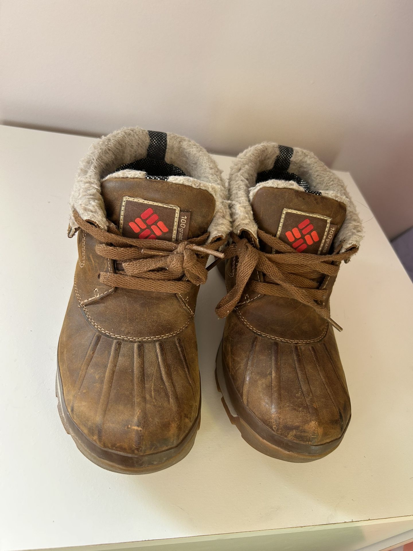 Columbia Brown Leather Winter Boots with Fur Lining size 7