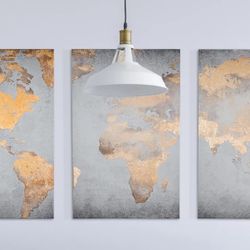 3 Piece Wall Art Canvas (Map)