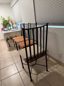 Set of 4 high back iron dining chairs
