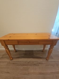 Solid Pine Wood Console Table with Drawer