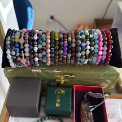 Natural Jade Crystal Beads Bracelet 3 For $5, 8 For $10