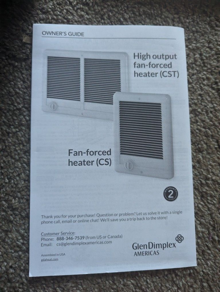 Cadet Com-Pak Electric Wall Heater Complete Unit with Thermostat (Model: CSC151TW, Part: 67509), 5120 BTU, 120 Volt, 1500 Watt, White