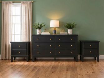 3 pcs black dresser set in excellent condition delivery also available