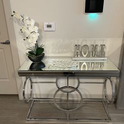 Glass & Chrome Sofa Table 