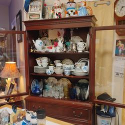 China Cabinet with Lots Of Antique Things
