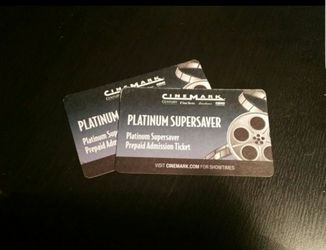 TWO PREPAID CINEMARK MOVIE TICKETS - PLATINUM SUPERSAVER
