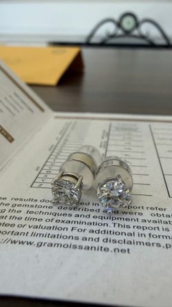 1.0 CT GRA Certified Moissanite Stud Earrings – D Color VVS1 – 925 Sterling Silver – Brand New