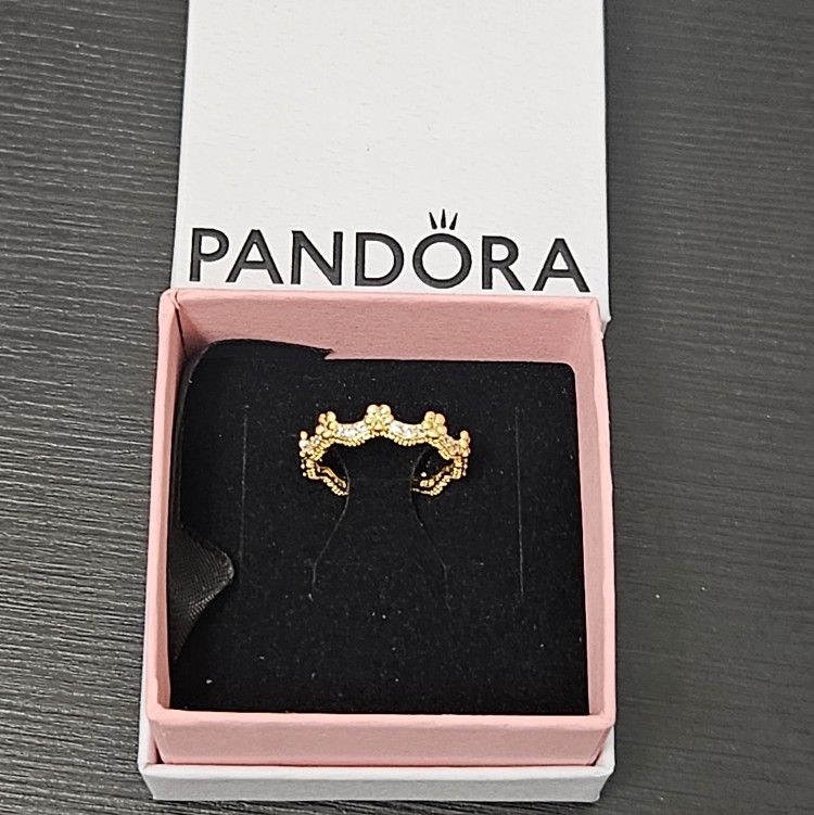 Gold Rhinestones diamond Floral Flower Crown women's engagement ring Size 6 Gift