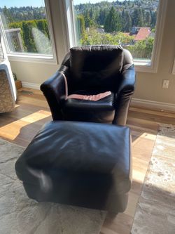 Leather Chair and Ottoman