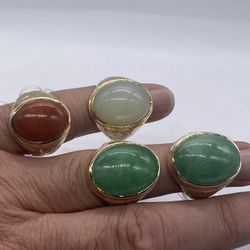14K Men’s natrual jade ring. scroll design. brans new 