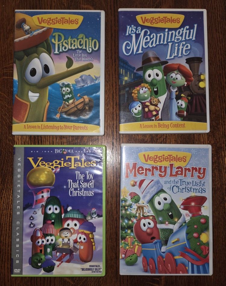 VeggieTales DVD lot - Pistachio, It's a Meaningful Life, Toy That Saved Christmas, Merry Larry