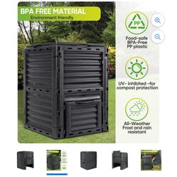 80 Gal Compost Bin Fertilizer Tumbler Container, Black