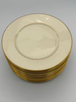 Lenox Cosmopolitan Hayworth Ivory Gold Trim Dinner Plates Set of 6