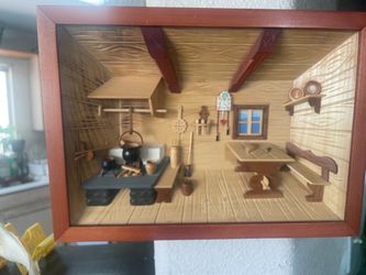 3 D Rustic Cabin Kitchen Shadowbox