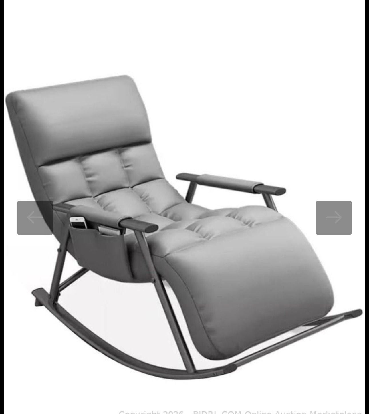 Rocking Chair for Balcony,Leisure Relax Chair with Steel Legs,Leather Padded Seat Comfy Sofa Chair for Living Room,Armchair with Adjustable Footrest (