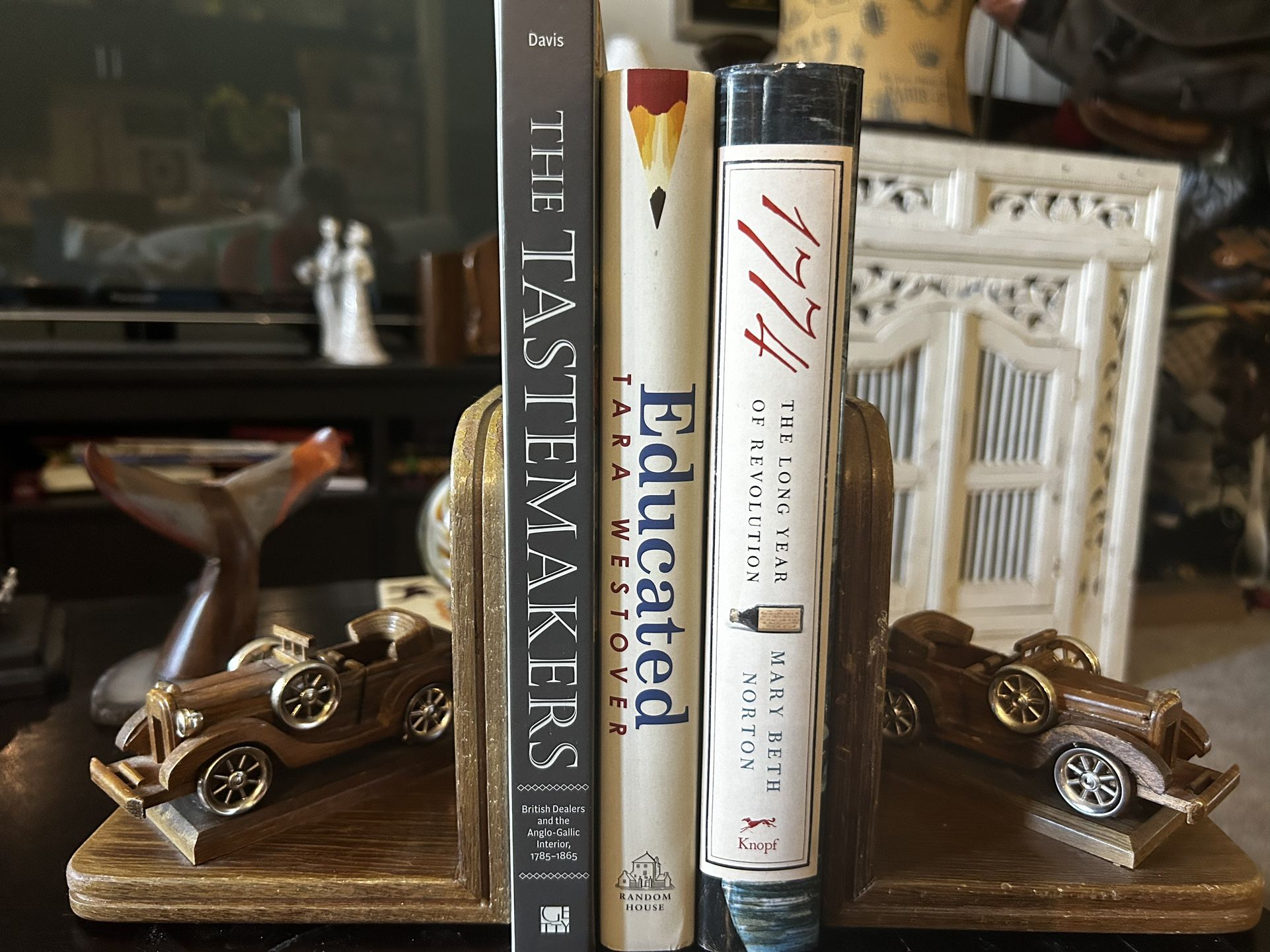Vintage Wooden Antique Cars Bookends
