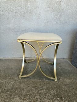Gold Metal Stool/Cushioned Seat