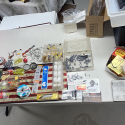 Fishing Lot Hooks Line Lures  Bobbers Sinkers More 