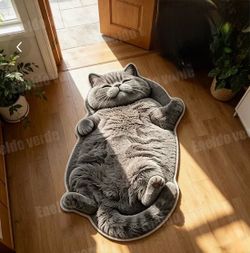 🐱💕 ADORABLE GRAY KITTY CAT RUG! 🐾