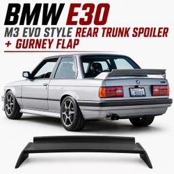 BMW E30 M3 Evo Style Rear Trunk Spoiler + Gurney Flap